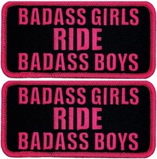 Badass Girls Ride Badass Boys Patch - 2PC iron On Sew 4