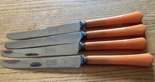 Vintage Sta-Brite Butterscotch Bakelite Set Of 4 Knives 9” picture