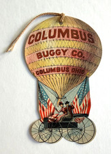 Antique Columbus Buggy Co Die Cut Hot Air Balloon Trade Card Advertising c1890 picture
