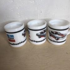 Vintage Chrysler Mopar Direct Connection Milk Glass Coffee Mugs Lot Of 3 picture