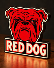 Red Dog Beer Bulldog Retro LED LightBox Display – Vintage 90s Beer Sign 8” picture