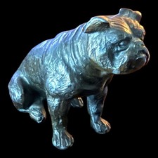 VTG Small Bronze Metal Bulldog Dog Figurine 3” picture