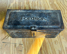 Ford Vintage Black Metal Toolbox Chest with Latch, Agriculture Theme picture