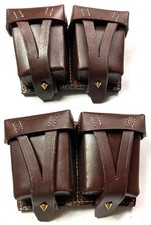 WWII SOVIET RUSSIA M1937 M37 M1891/37 NAGANT RIFLE AMMO POUCHES,PAIR-DARK BROWN picture