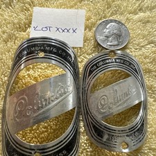 Pair Vintage COLUMBIA Bicycle Aluminum Head Badge Lot XXXX Two Sizes picture