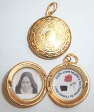 Saint Therese of Lisieux relic locket--beautifully detailed picture