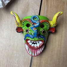 VTG Mexican Folk Art Pottery Mask Diablo Devil Figure Ocumicho Sculpture ORTEGA picture