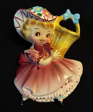 Rare Vintage Lefton Miss Dainty Wall Pocket Japan 2628 picture
