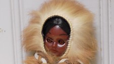 Vintage souvenoir Doll Native American Eskimo With Clothing picture