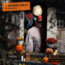 Halloween Clown Decorations Scary Ghost Door Cover 79 x 35 Inches Creepy Window picture