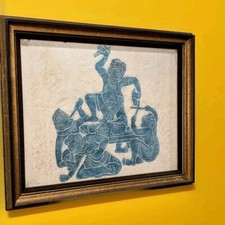 GORGEOUS Vintage Siam Thai Thailand Temple Rubbing Framed picture
