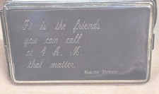 Vintage Compact Case Marlene Dietrich Quote, Mirror & Address Book Insert. picture
