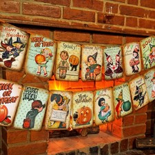 Vintage Halloween Hanging Banner, Retro Halloween Home Garland Decor picture
