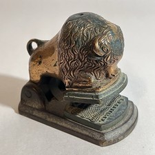 ANTIQUE BRONZE FIGURAL WESTERN BISON BUFFALO DESK STAMP SEAL picture