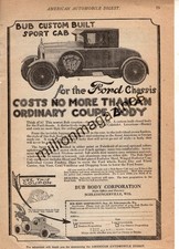 1922 Ford Model T Original ad for Bub Sport Cab bodies - Schleisingerville WI picture
