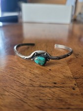 Vintage Sterling Silver Cuff Bracelet w/ Turquoise Stone picture