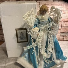 Windy Hill Christmas Aquamarine Angel Tree Topper Shell 14 inches Holiday New picture