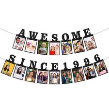 Pre-strung Awesome Since 1996 Photo Banner Birthday Decorations for Her Him- ... picture
