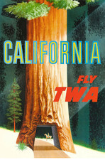 Vintage California TWA Travel Advertisement Poster picture