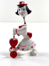 vtg Valentines Day Rosbro Tico Bobblehead Spring Head Girl Lady pull toy picture