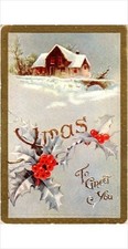 1913 Postcard Litho Winter Xmas DPO R.S.O. Plainville CT Slaughter Message picture