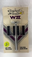 Vintage Wilkinson Sword W II Razor System Fixed Head 4 Cartridges NOS Trac II picture