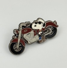 Vtg Peanuts Snoopy Motorcycle Enamel Lapel Pin Button picture