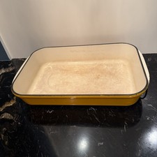 Vintage Le Creuset Yellow Enameled Cast Iron Rectangular Baker Made In France picture