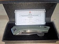 QSP Leopard folder, Liner lock QS135-C 14C28N blade, Green Micarta handle, boxed picture