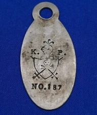 Rare Antique 1912 KNIGHTS of PYTHIAS K of P Key Chain Fob Tag Oxford Indiana picture