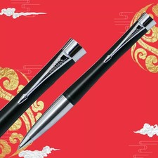 Good Matte Black/Silver Clip Parker Urban Series Ballpoint Pen Fine Nib Blue Ink picture