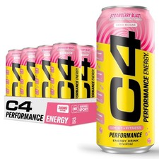 C4 Performance Energy Drink with Zero Sugar, Strawberry 16 Fl Oz (Pack of 12) picture