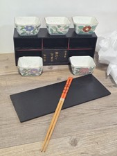 Japanese Arita Ware 5 Flower Square Bowl Set picture