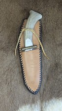 Custom Handmade Hunting & Skinning Knife with Deer Stag Antler Handle & Sheath picture