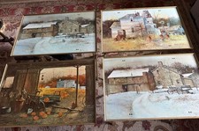 Vintage 4 Pc. Frank M. Hamilton Seasons TV Tables W/Stand. Excellent Condition picture