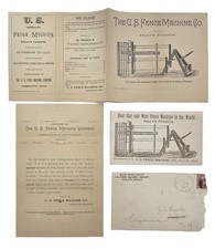 c1884 antique U.S. FENCE MACHINE CO charlotte mi KELLY'S PATENTS lot FARM AD picture