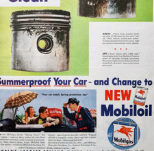 1947 Mobil Motor Oil And Gas Advertisement Gasoline Mobiloil Automobilia DWJJ22 picture