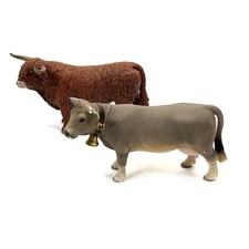 Schleich Cow With Bell And Highland Bull Figurines Figures AM Limes Toy Display picture