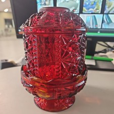 Ruby Fairy Lamp Candle Holder Stars & Bars Red 2 Pc picture