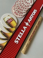 🔥 Stella Artois Beer Bar Mat & 12 Coasters for tap handle / Chalice glass picture