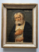 Tsarist Russia. Antique Russian icon of Saint Seraphim of Sarov, 19th century picture