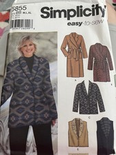 Simplicity pattern 5855 misses' coat or jacket & vest - size BB M, L, XL - uncut picture