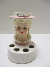 Vintage Japan Inarco Lady Head Vase Lipstick Holder One Chip picture