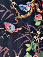 Chinoiserie Topiary Birds & Cherry Blossoms Hollywood Glam Barkcloth Era Fabric picture