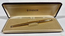 Parker 75 Insignia Gold Plated Fountain Pen 14K Nib USA QE 1980 Box Papers picture