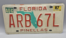 1987 Florida State License Plate Pinellas ARB67L Craft Mancave  picture