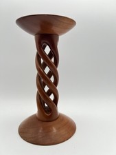 Vtg Rare Danish Modern Teak Wood Candle Holder Twist Design MCM Unique Stunning picture
