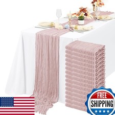 Lykoow 15 Packs Cheesecloth Table Runner Dusty Pink 10 Ft Boho Wedding picture