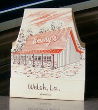 Vintage Matchbook A8 Welsh Louisiana Emery's Family Restaurant Unique Contour picture