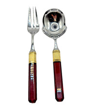 VTG 80's Larry Laslo -Mikasa Garnet (Continental Burgundy) Salad Serving Set 10